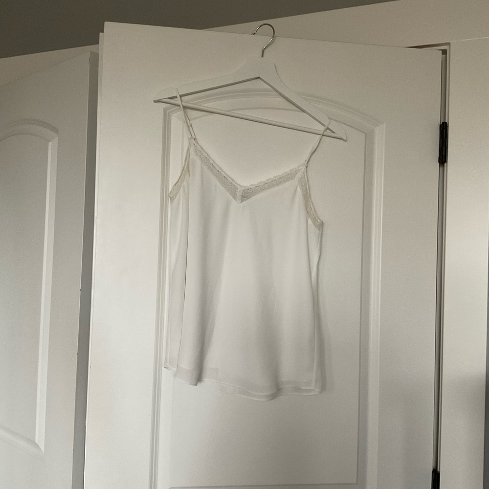 Babaton White Lace Trim Cami Top